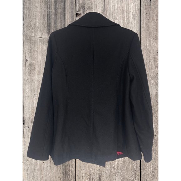 Size Medium BLACK WOOL-BLEND MOTHERHOOD MATERNITY COAT Peacoat Jacket Winter - Picture 3 of 11